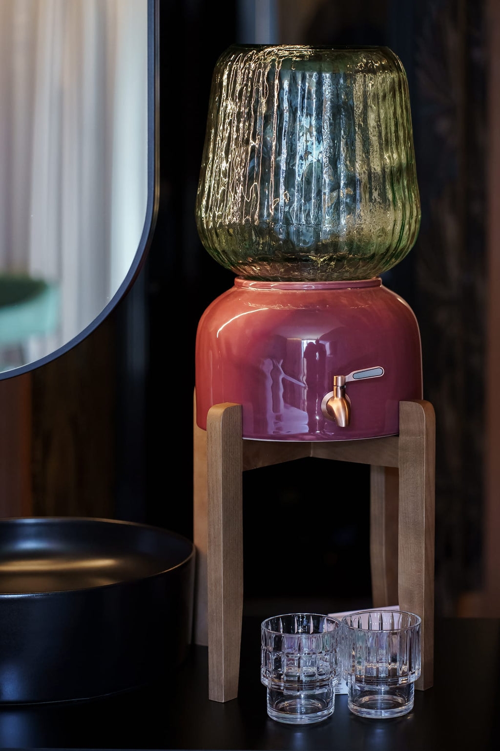Arte Casa Ceramic Water Dispenser: Berry Wine