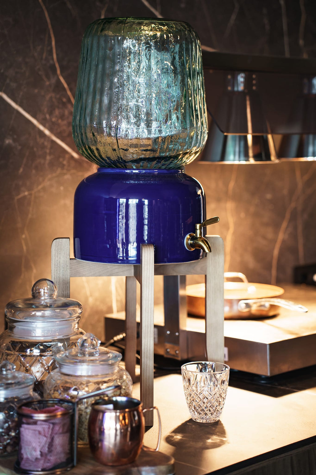 Arte Casa Ceramic Water Dispenser: Midnight Blue