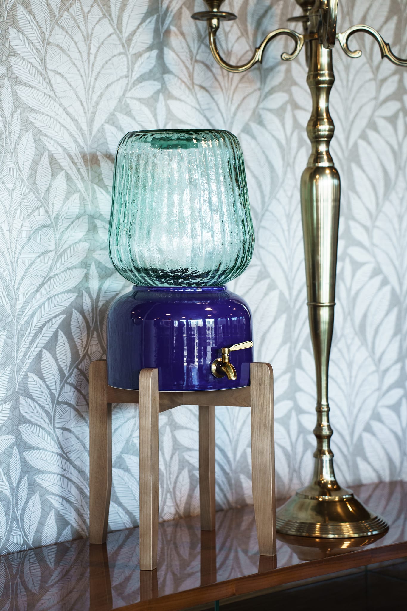 Arte Casa Ceramic Water Dispenser: Midnight Blue