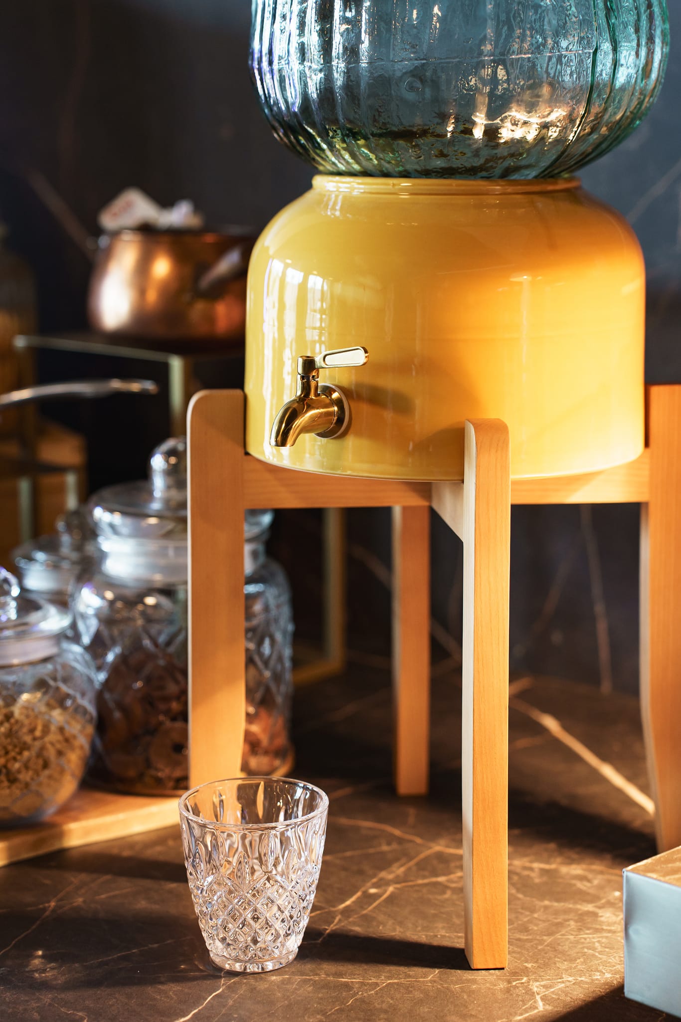 Arte Casa Ceramic Water Dispenser: Saffron Glaze