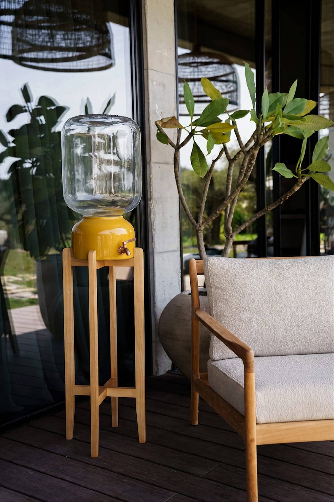 Arte Casa Ceramic Water Dispenser: Saffron Glaze