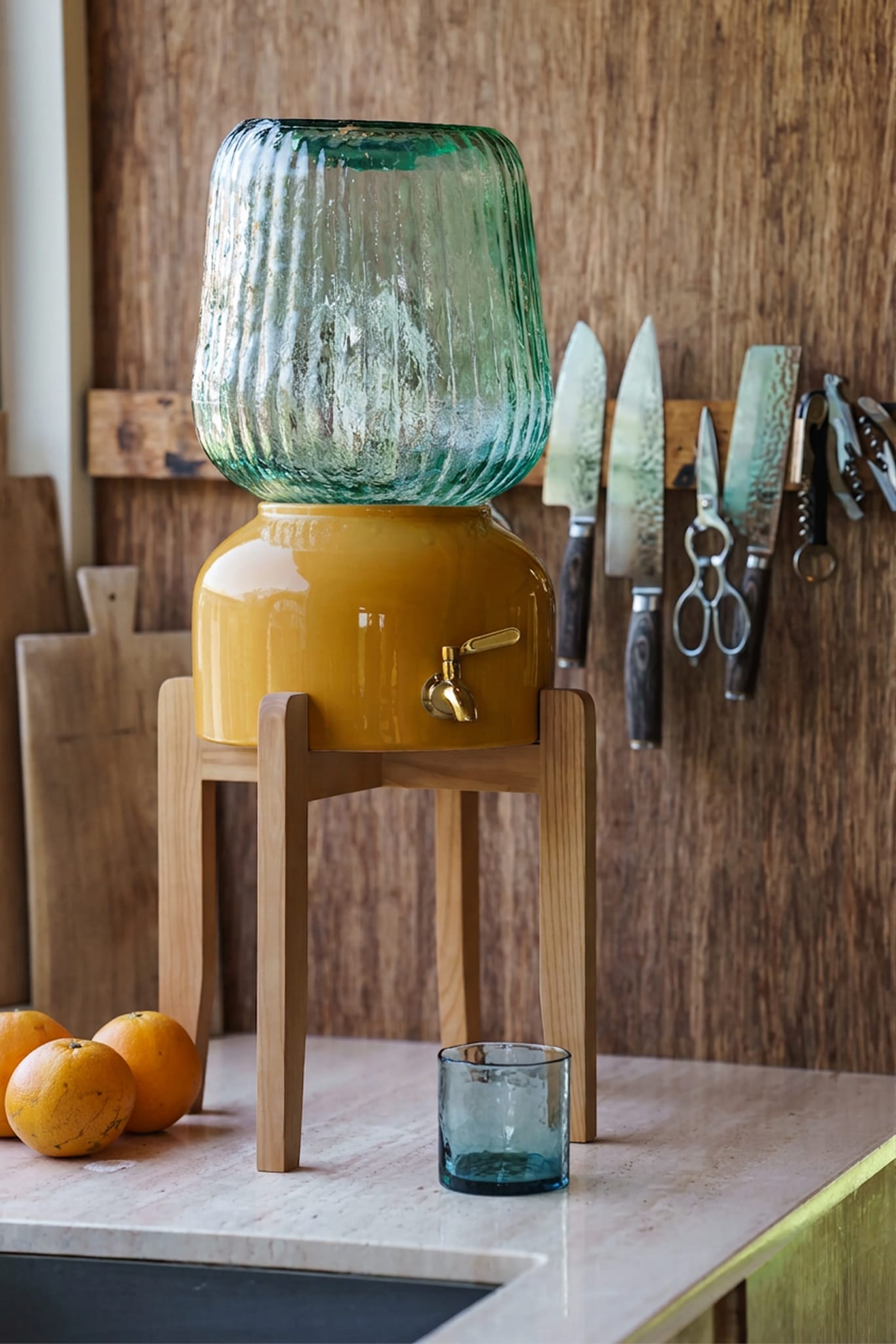 Arte Casa Ceramic Water Dispenser: Saffron Glaze