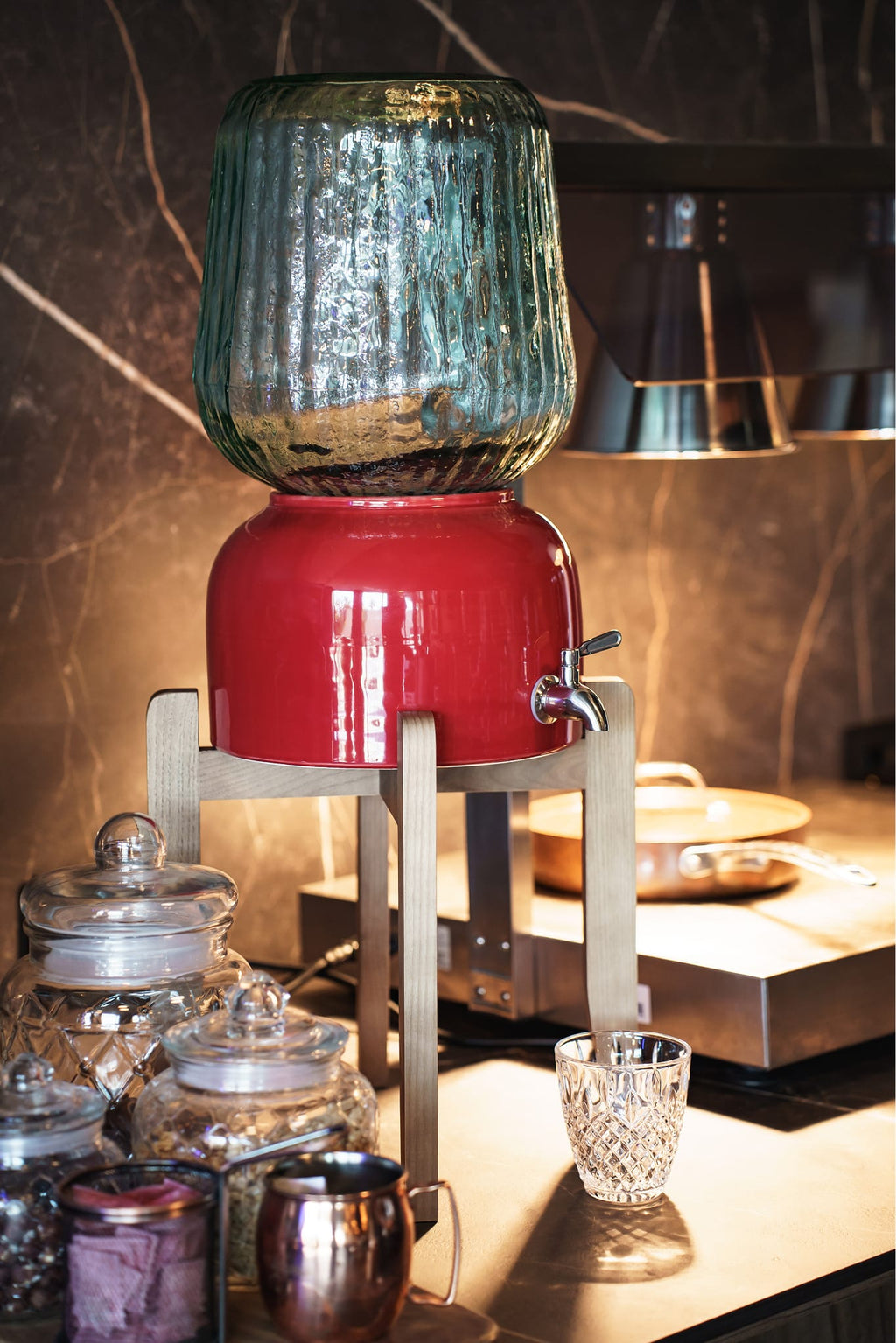 Arte Casa Ceramic Water Dispenser: Terracotta Red